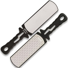 Max Edge 5 In 1 Diamond Knife Sharpener with Diamond Plates | TPU No-Slip Handle | Scissors Slot | Coarse and Fine Slots | 400-Grit and 1,000-Grit Plates | Overall Length 11 1/5"