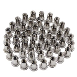 HSEAMALL M6 Stainless Steel Rivet Nut Flat Head Threaded Insert Rivnut Nutsert,50-Pack