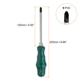HARFINGTON PH2 Phillips Screwdriver #2 8.9" Magnetic Demolition Screwdrivers 4.9" CR-V with Ergonomic Handle for DIY Repairing, Green