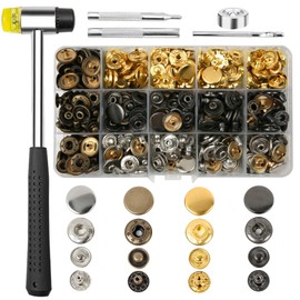 MIFOLEU 486PCS Snap Fasteners Kit, 15mm Heavy Duty Sewing Snaps, 304 Stainless Steel Button Snaps Press Studs with 4 Colors, 6 Professional Tools Leather Snap for Clothes, Thick Fabric, Bags