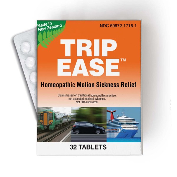 Miers Laboratories Trip Ease Travel Sickness Tablets, Cruise Essentials, Nausea Relief, Vertigo Relief, Anti-Nausea, Motion Sickness Tablets for Car and Boat Rides, Airplane Trips (32 Tablet pack)