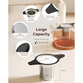 Infusor de te Reinmoson de acero inoxidable 304 y silicona de grado alimenticio con malla extrafina para té suelto, filtros de té para hojas sueltas aptos para café, rooibos, etc