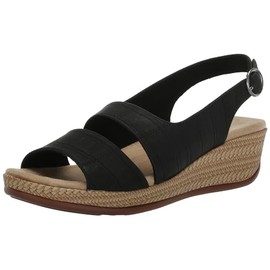 Easy Street Women's Gannett Wedge Sandal, Black Croco, 8