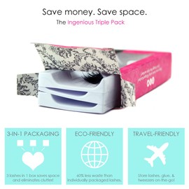 Elegant Lashes #133 Black (Triple Pack - 3 Pairs) | 100% Human Hair False Under Eyelashes for Lower/Bottom Lashes