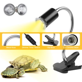 REPTI HOME Turtle Basking Light (Cycle Timer), Tortoise Lamp UVA UVB Heat Bulbs -2 Pack 50W, 360°Rotatable Turtle UVA/UVB Basking Heat Light Bulb for Lizard, Beared Dragon