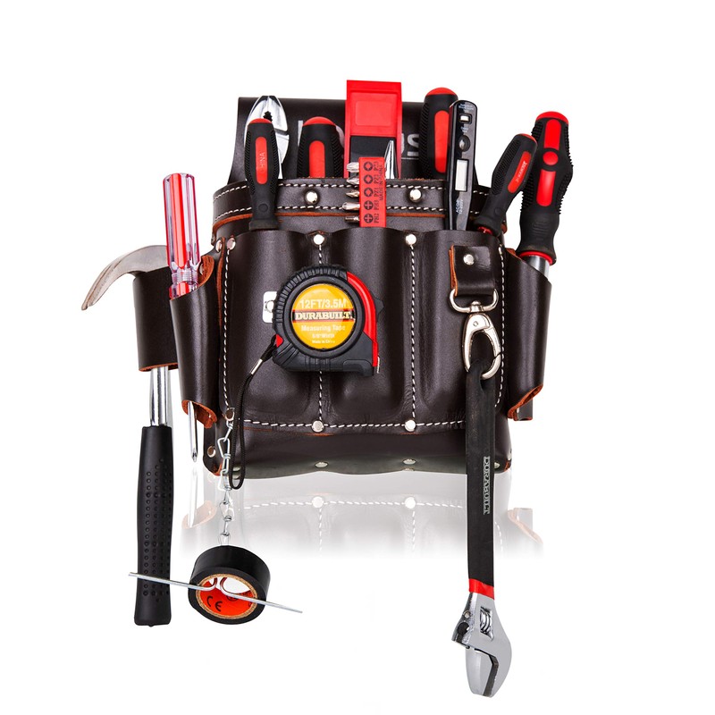 LAUTUS Top/Full Grain Leather Tool Pouch Bag | Electrician/Contractor, Electric
