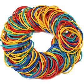 Pack of 250 Colourful Rubber Bands, 50 x 3 mm Rubber Rings, Wide Household Rubber, Rubber Bands, Elastic Stretchy Rubber Bands for Household, Office, School
