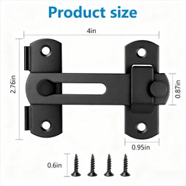 GuoluvSoo 2 Pack Black Barn Door Lock, Premium 4-Inch​​ Sliding Barn Door Latch with Easy Installation, Rust & Scratch-Resistant, Door Latches Hardware for Barn, Bathroom, Garage, Cabinet