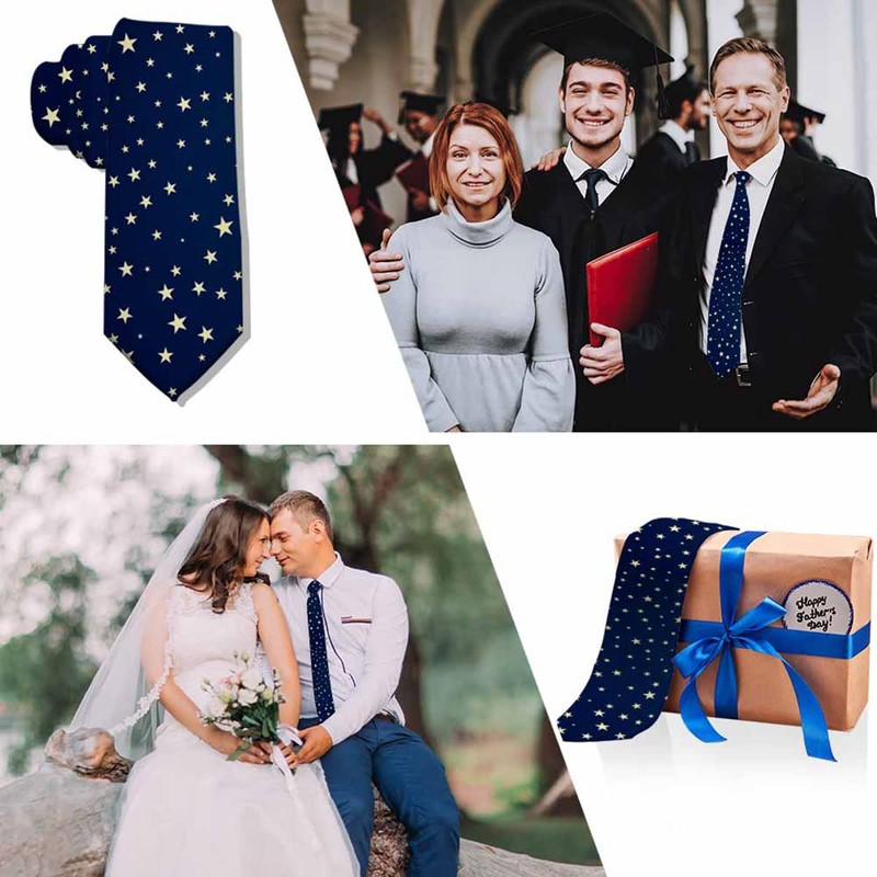 Yakuna Navy Blue Stars Men's Tie Gold Stars Shine Classic