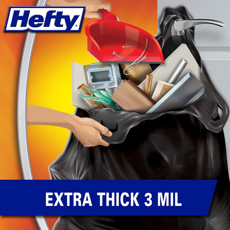 Hefty Load & Carry Heavy Duty Contractor Large Trash Bags,