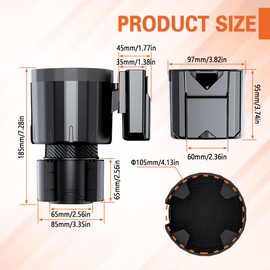 Kutyun Car Cup Holder Expander, Cup Holder Insert, Cup Holder Extender Adapter for Car with Expandable Base, Interior Accessories Car Drink Holder Expander Compatible with 14-46 oz Bottles