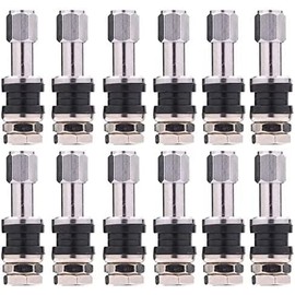 Set of 12 Wheel Inside Valve, Diameter 0.5 inch (14 mm), Total Length 1.8 inches (45 mm), Metal Tubeless Valve, Air Valve, Tire Valve Stem, Brim, Tire Valve Stem, Motorcycle Tubeless Tire Clamp-in