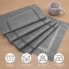 BAZIOE Modern Table Runner Grey Linen Table Runner Washable Openwork