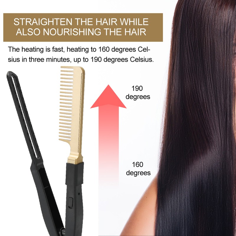 Electric Heating Comb WetDry Use Hair Straightening Hot Brush Hairdressing