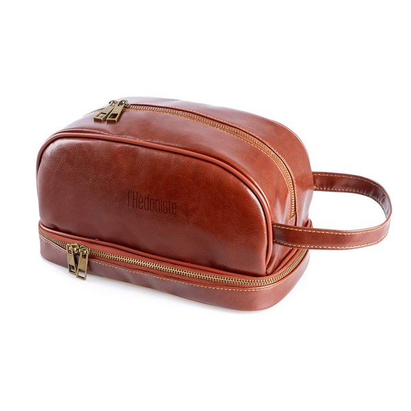 Balvi l'Hédoniste Toilet Bag Brown with Two Compartments and Handle Artificial Leather 25 cm