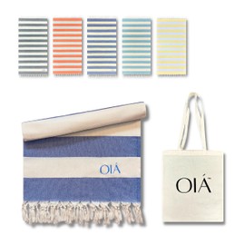 OIÁ Blue hammam towel, beach towel, XXL beach towel, sand-free, peshtemal, fitness towel, yoga blanket, shower towel, sauna towel, fouta towel, bath towel, sauna towel, men and women, 100% cotton