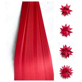 1/2" Cherry Red Froebel Moravian German Star Paper Strips Origami Ornaments Colorful DIY Craft Projects (50 strips)