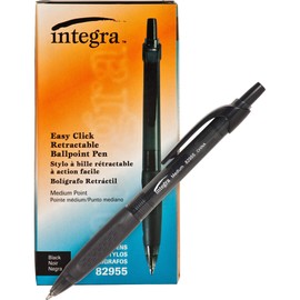 Integra Ballpoint Pen, Retractable, Medium Point, Black Barrel/Ink (ITA82955)