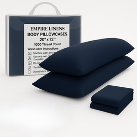 Empire Linens Body Pillowcase – 1000 Count Egyptian Cotton Long Body Pillow Cover with Zipper Closure – Soft, Breathable & Durable Pillow Protector (Navy Blue, 20x72 Inch)