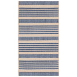 SAFAVIEH Courtyard Collection Accent Rug - 2'3" x 5', Beige & Blue, Indoor/Outdoor, Weather Resistant & Washable, Ideal for Patio, Backyard, Mudroom, Deck (CY6062-233-25)