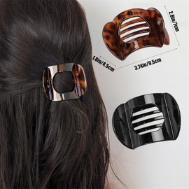 LimCryspp 4 Claw Clips, Flat Hair Clips, Suitable For Both Women And Girls， The Sturdy French Hair Clips Are Perfect For Thick Hair (Black+White+Leopard Print+Gray Leopard Print)