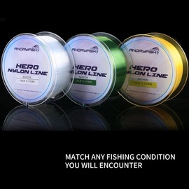 ANGRYFISH Nylon Fishing Line 300M-Monofilament Fishing Line-Super Abrasion Resistance-Excellent Elasticity-Low Visibility-Three Colors to Choose From(Yellow，19LB/0.37MM-300YDS)