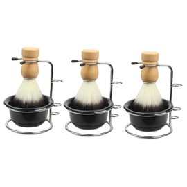 FRCOLOR 3 Sets Ergonomic Shaving Brush Bowl Metal Shaving Cup for Smooth Shave Experience