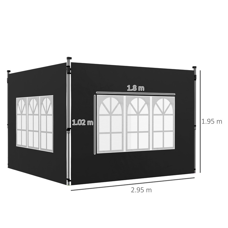 Outsunny Gazebo Side Panels with Window for 3x3(m) or 3x4m