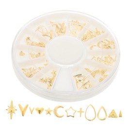 COHEALI 120pcs Rose Gold Rivet Nail Studs for DIY Nail Decoration Mixed Shapes Including Oval Circle Square Triangle Easy to Apply Accessories