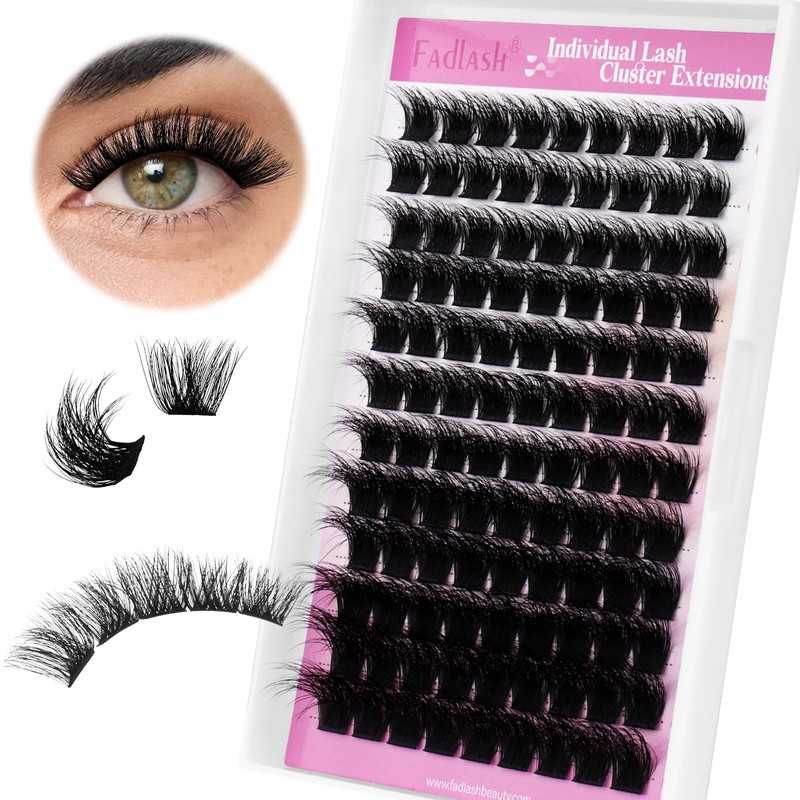 FADLASH Lash Cluster Eyelash Extensions 12-18mm Individual Cluster Lashes D Curl