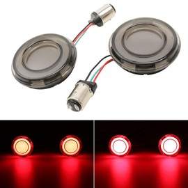 DREAMIZER Motorcycle 1157 Led Turn Signal Lights Front Rear 2 Inch Bullet Smoked Lens Daytime Running Lights Brake Lights Compatible with Harley Softail Touring Dyna Sportster Road King Electra Glide