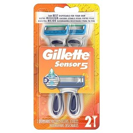 Gillette Sensor5 Men's Disposable Razors, 2 Count, Mens Razors / Blades