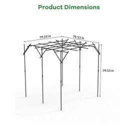 GarveeHome Supersize Flattop Garden Arch for Wedding - 79.53" L x 79.53" H Garden Arch Arbor Trellis for Climbing Plants Outdoor - Galvanized Steel Pipe Coated with Plastic