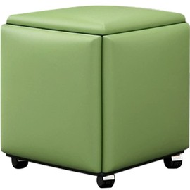 WAYUTO 5 in 1 PU Leather Seating Cube with Swivel Casters Stackable Sofa Chair Stool Nesting Ottoman Stool Movable Footstool Dressing Chair for Living Room Bedroom Green Small