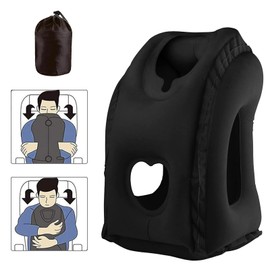 HoaaiGo Inflatable Travel Pillow, Neck Pillow, Aeroplane Pillow, Portable Travel Pillow, Foldable, Comfortable, Multifunctional Travel Neck Pillow for Sleeping on the Plane, Train, Home, Office