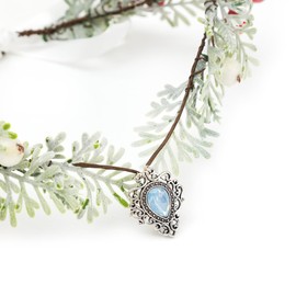 Bubbmi Flower Crown Headband with Pendant Headpiece with for Wedding Bridal Women Girls