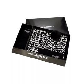 Karl Lagerfeld 3pc Karl Lagerfeld Paris Black Hat Scarf Gloves Box Set Rhinestones Knit New