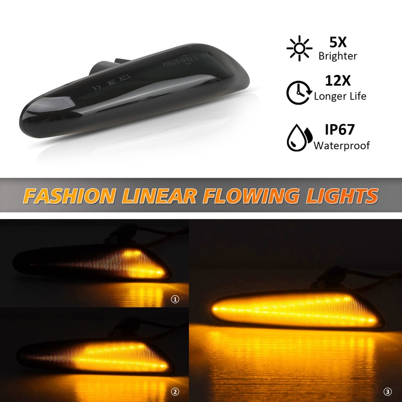 D-Lumina Dynamic Amber LED Side Indicator Sequential Flashing Light Compatible