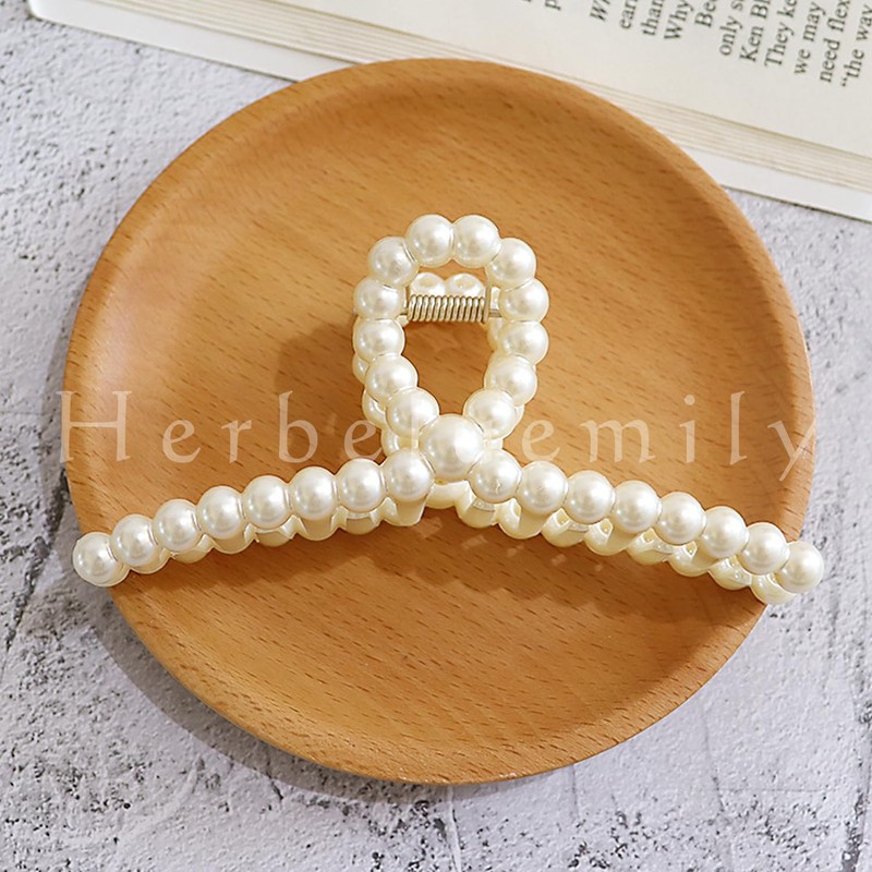 Herbeluemily Hair Clip Hair Claw Hair Accessories Barrette Pearl Bijou