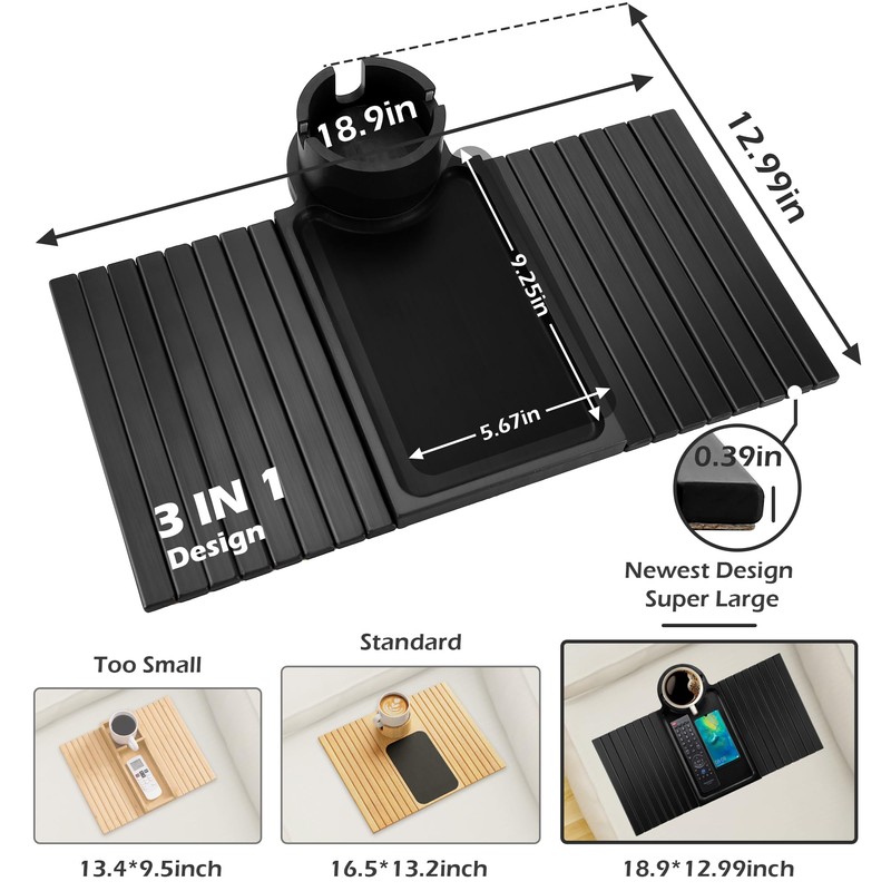 GHKINMAL Couch Cup Holder Tray, 3 in 1 Large Couch