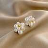 Pearl Stud Earrings for Women,Large Pearl Cluster Earrings,Cute Big Beaded