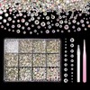3D Flatback Crystal Nail Art Rhinestones Kit, Mixed Sizes Half