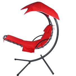 Hammock Umbrella-Lounge Chair Swing Cushion Cover Outside, Machine Washable -Waterproof-Breathable Hanging Chaise Lounge Outdoor Cushions Covers and Umbrella (Cushion Not Included), Red