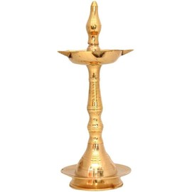 BENGALEN Brass Diya 10 Inch Kerala Samai Traditional Oil Lamp Deepak Lamp Kutthu vilakku Panchmahal Deepam for Pooja Mandir Diwali Indian Puja Wedding Return Gift Items Set of 2