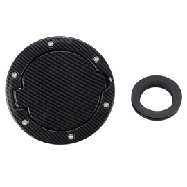 XhuangTech Car Fuel Tank Cover Carbon Fiber for Wrangler 2006-2017 JK 2 Door / 4 Door, Fuel Tank Filler Door Hatch Cover, Metal Petrol Cap Replacement Petrol Fuel Cap Cover Decoration (Black)