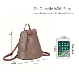 Fontanella Fashion Women's Adjustable Straps Top Handle Compact Zippered Closure Vintage Style Faux Leather Convertible Backpack (Light Gold)