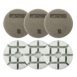 DT-DIATOOL almohadillas para orejas de pulido de diamante de 3 pulgadas, 6 almohadillas para orejas de gancho y bucle para pulir húmedo #50 para encimera de hormigón