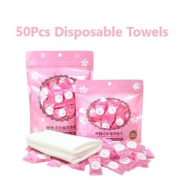 London Express Compressed Towels Tablets Disposable Cotton Towel Napkin Mini Face Hands Wipes Portable Compact Tissue for Travelling Gym Camping Hiking Outdoor Sports Salon (50 Pcs (Pack of 1))