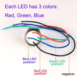 GUUZI 4pcs 12V-24V RGB Triple (Red Green Blue) Metal LED Indicator Light 16 mm Waterproof Signal Lamp with Cable