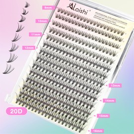 Lash Clusters DIY Cluster Eyelash Extensions 280pcs 9‑16mm 20D Wispy D Curl Natural Lashes–Waterproof Fake Cat Eye Soft Individual Soft Clusters(16MIX2-3-X)